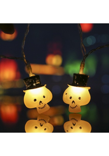 Suofeng Halloween Siyah Beyaz Kelepçe Şekilli 3 Metre 20 Ledli Pencere Duvar Ağaç Dekoratif Işık Zinciri 1 Adet