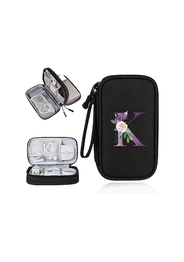 Willowhaven R Desenli Çiçek Baskılı Elektronik Depolama Çantası Disk Kulaklık Şarj Kablosu Taşıyıcı