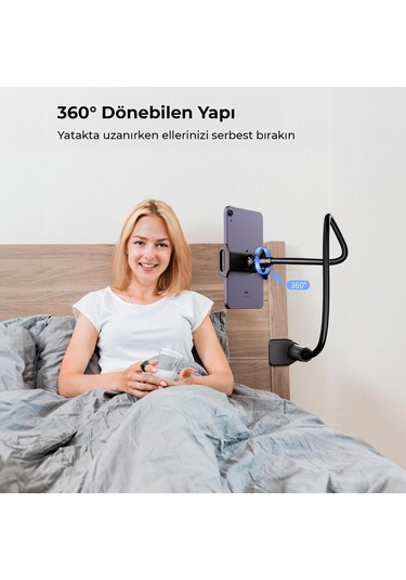 Juo 90 Cm Akrobat Esnek Tablet Ve Telefon Tutucu Stand Siyah Siyah