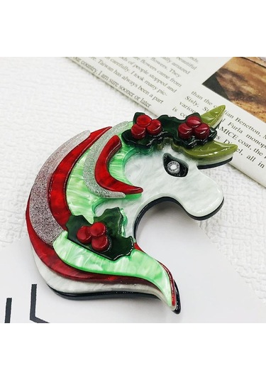 Blucome Sevimli Karikatür Hayvan Akrilik Broş Kadın Erkek Çanta Takım Elbise Yeni Yıl Hediyesi İçin Kırmızı