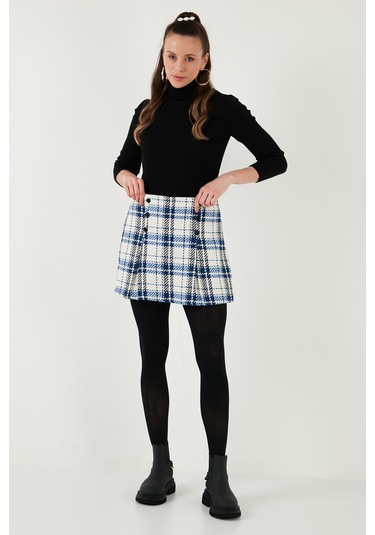 Lela Regular Fit Kışlık Tüvit Mini Bayan Şort Etek 611Et0020 Saks