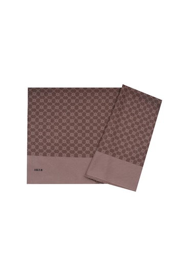 Aker Elegance Monogram Şal Kahverengi 1090100-931 Kahverengi