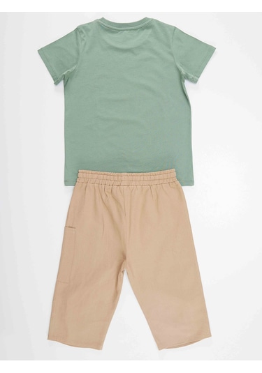 Denokids Mshb&g Safari Erkek Çocuk T-shirt Gabardin Kapri Takım Çok Renkli