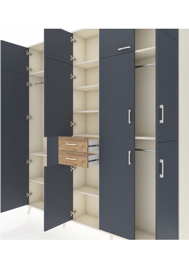 Arges Dolap 10 Raflı 2 Çekmeceli 3 Askılı 220x30x243 Aytaşı-antrasit/çam Antrasıt/atlas Çam Arges Dolap 10 Raflı 2 Çekmeceli 3 Askılı 220x30x243 Aytaşı-antrasit/çam Antrasıt/atlas Çam