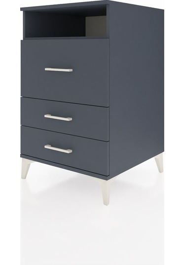 Kronos Komodin Tek Raflı 3 Çekmeceli 60x59x96 Antrasit-antrasit Antrasit