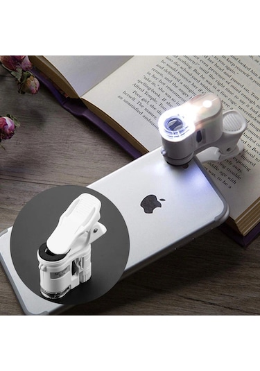 Hpy Pazar 60x Led Işıklı Telefon Dijital Mikroskobu Evrensel Klipsli Lens