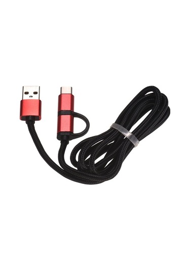 Sandwich Huawei Kırmızı Type-c & Micro-usb 2'li Veri Kablosu - Hızlı Şarj & Transfer, 1m, Dayanıklı