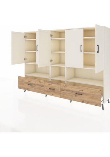 Hyperion Dolap 12 Raflı 3 Çekmeceli 5 Kapaklı 220x44x163 Aytaşı-a Aytaşı-aytaşı/çam