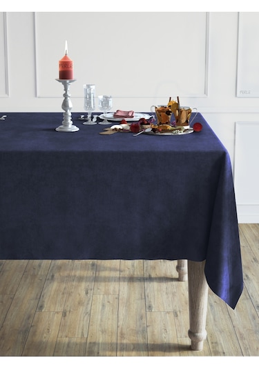 Daily Series Kadife Dokulu Uzay Mavisi Masa Örtüsü Uzay Mavisi