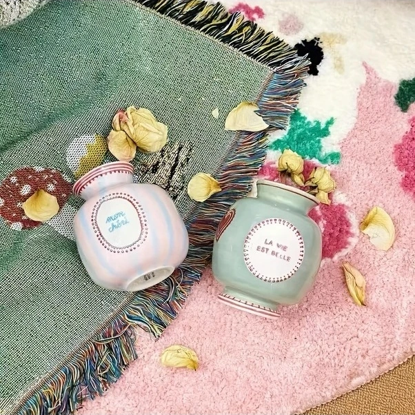 Trendooze Pembe Kalp Çiçek Seramik Vazo - El Yapımı Ev Dekorasyon