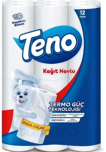 Teno Yüksek Emicilik Özellikli Rulo Kağıt Havlu 2 Katlı 12 Rulo