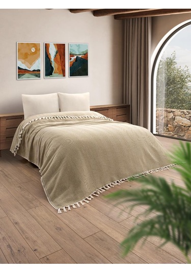 Battaniye Pamuk Miren 180x200 Cm Hardal