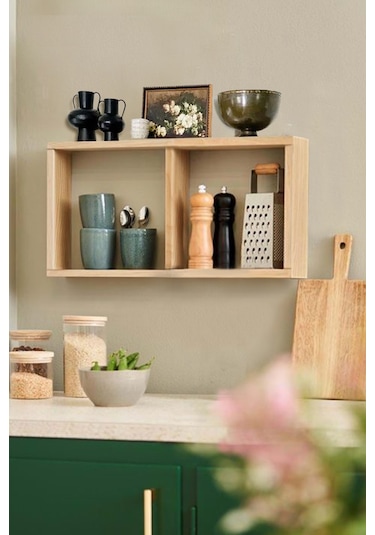 Ahşap Duvar Rafı Mutfak Rafı Banyo Rafı Salon Rafı Kitaplık 2li