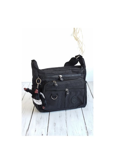 Krinkıl Su Geçirmez Kumaş Çok Gözlü Çapraz Kol Ve Omuz Postacı Çantası Siyah 9507 Siyah