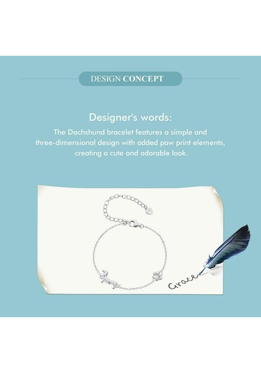 Wostu 925 Ayar Gümüş Sevimli Dachshund Köpek Charm Bilezik Kadınlar İçin Orijinal Ayarlanabilir Hayvan Pet Paw Bağlantı Aile Hediye Takı Gümüş