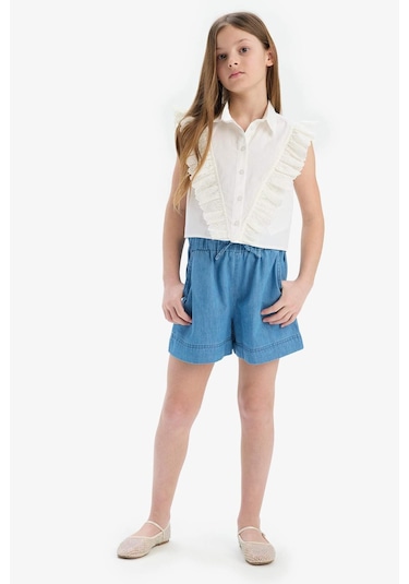 Defacto Kız Çocuk Beli Lastikli Jean Şort B6386a825smnm28 Mavi Defacto Kız Çocuk Beli Lastikli Jean Şort B6386a825smnm28 Mavi
