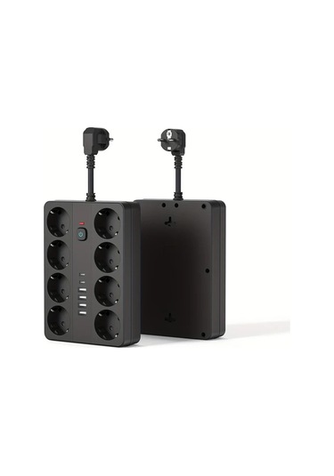 Honeybeeshop 1 Adet 14ü 1 Arada Şarj Koruma Güç Şeridi Kısa Kablo 8 Ac Çıkış 4 Usb A 2 Type C Ev Ofis Seyahat Bilgisayar İçin Siyah