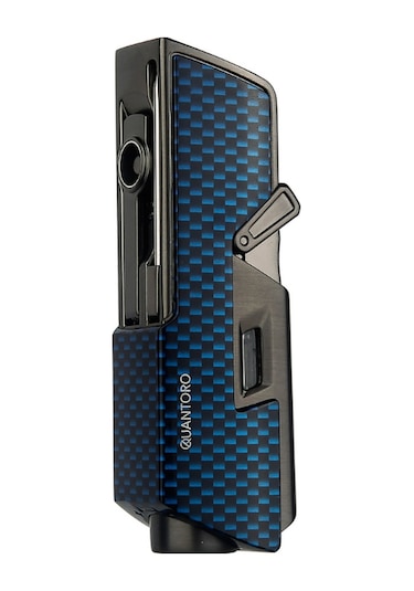 Quantoro Tek Torch Pürmüz Delicili/iğneli Mavi Karbon Metal Puro Çakmağı