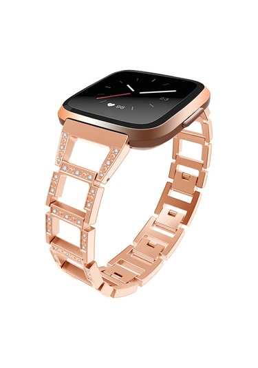 Fitbit Versa Metal Diamond Işlemeli Akıllı Saat Kayış Kordon (213884854)