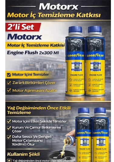 2 Adet Motor İç Temizleme Katkısı Engine Flush 300 Ml Yağ Değişim Öncesi Motorx