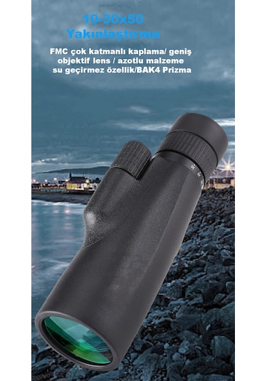 Techtic Hd Teleskop Monoküler El Dürbünü 10-30x50 Zoom Tripot Yeşil