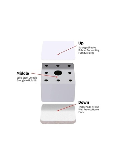 Novahub Kare Beyaz 5cm Mobilya Yükselticileri, Yatak, Kanepe Ve Dolap İçin Kullanılabilir, 6cm Uzunluk, Kolay Temizleme -