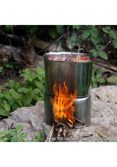 Tomshoo Kantin Bardak Standı Paslanmaz Çelik Odun Sobası Açık Kamp Yürüyüş Piknik Barbekü İçin Gümüş