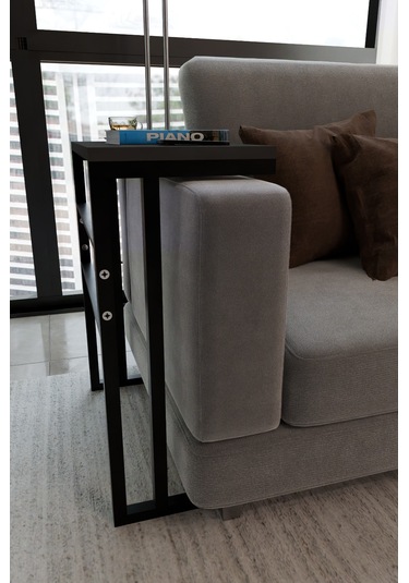 Steel Design Metal Ayaklı Yan Sehpa Laptop Çalışma Masası Sehpa Antrasit