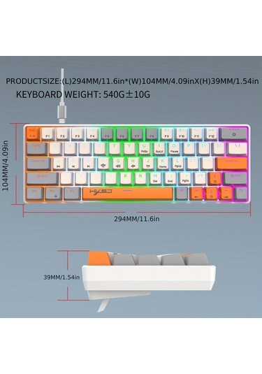 Fastbuy Mini Mekanik Klavye, Dizüstü & Mac Uyumluluğu, Kompakt Tasarım, Windows, Kablolu