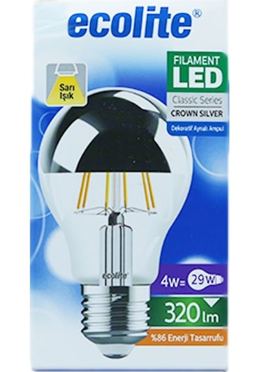 Ecolite 4W 220-240V 320Lm 2700K E27 A60 Led Flamanlı Ampul 5 Adet