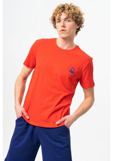 Benetton Bnt-m099-r-23y Erkek T-shirt Bnt-m099-r-r0766 Kırmızı