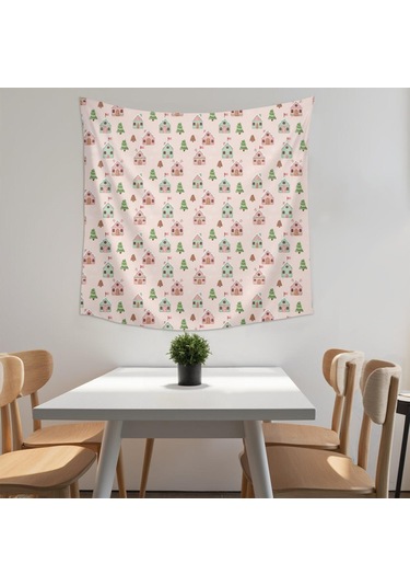 Noel Desenli 59x59 İnç Kare Duvar Halısı, Oturma Odası, Yatak Odası Ve Genç Odası İçin-a160