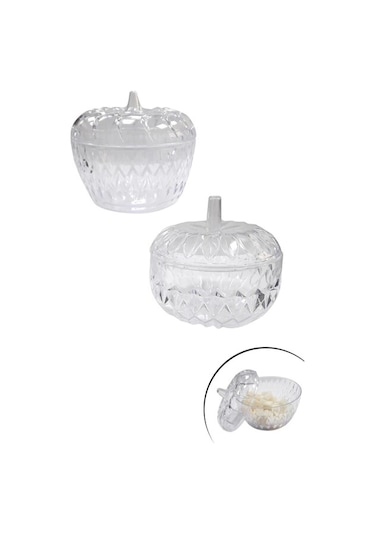 2'li Mika Dekoratif Şekerlik Lokumluk Seti Renkli