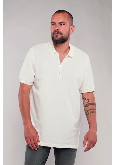 Gabria Fermuarlı Polo Yaka T-shirt Beyaz