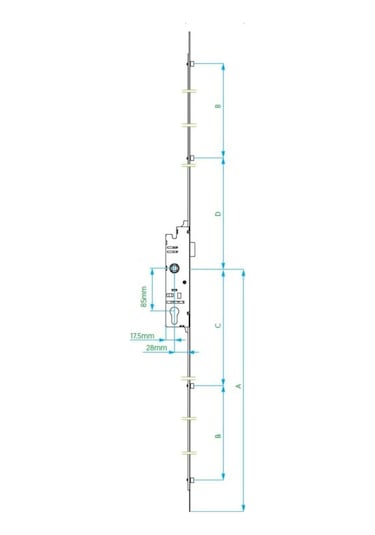 Plastik Gövdeli Pvc Kilitli Kapı Ispanyolet 180 Cm 28/85 Eksen