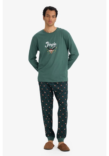 Defacto Regular Fit Hayvan Baskılı Uzun Kollu 2li Takım G2935ax25wngn1259 Yeşil-gn1259