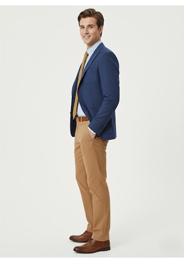 Presto Erkek Slim 6 Drop Örme Torba Cep Ceket Saks Mavi 1639-004a Saks Mavi