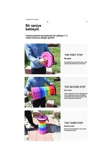 Maoyaya Açıktaşın Teleskopik Katlanır Tabure Kırmızı