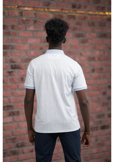 Advante Regular Fit Likralı Çizgili Polo Yaka T-shirt Mavi