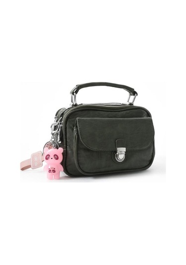 Vegan Deri Kadın Postacı Çanta 21 15 Cm Yıkama Suni Deri Omuz Çantası Çapraz Askılı Çanta Yeşil