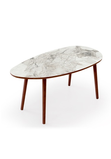 Nora Mdf Ahşap Orta Sehpa - Beyaz Mermer Desen