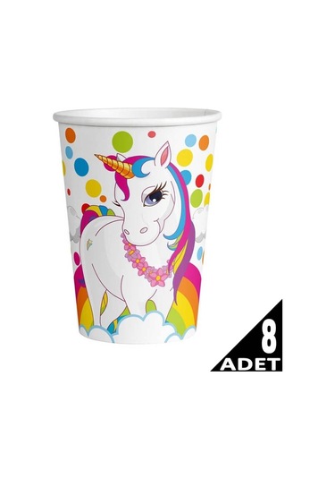 Unicorn Rainbow, Karton Bardak, 8 Adet