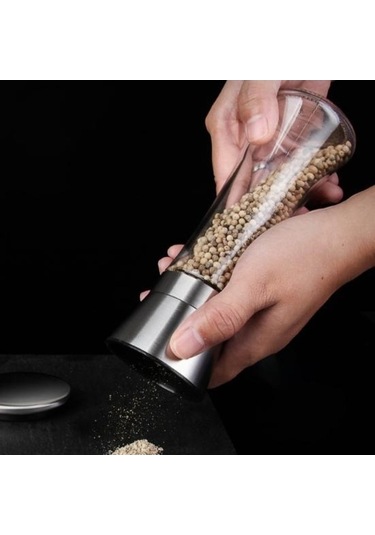 Besthome1 Karabiber Değirmeni Emek Tasarrufu Sağlayan Paslanmaz Çelik Taşınabilir Şişe Baharat Kırıcı Aksesuar Şeffaf