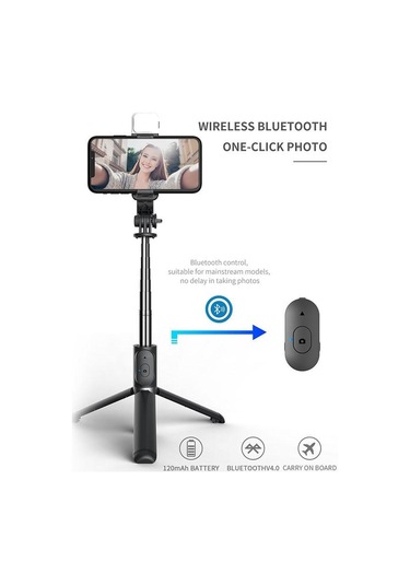 Kablosuz Bluetooth Selfie Sopa Katlanabilir Monopod Dolgu Işığı Deklanşör Uzaktan Kumanda Iphone Xiaomi Huawei İos Uyumlu Android İçin Wıth Light