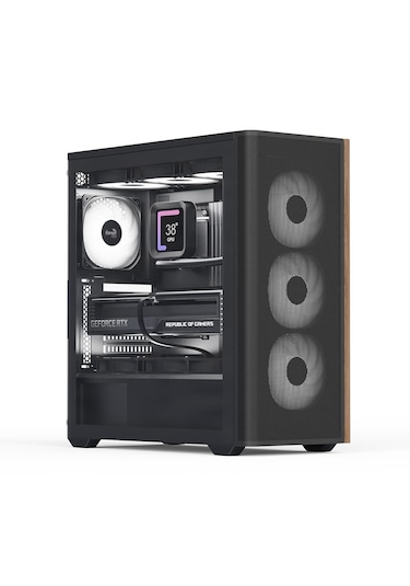 Aerocool D501a Black 4x12cm A-rgb Fanlı, Ahşap Ön Panel Detaylı,