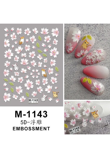 Nail Art Etiketler Çıkartmaları 5d Kabartmalı Kendinden Yapışkanlı Karikatür Çiçek Kelebek Yıldız Tırnak Çıkartmaları Orman Yeşil