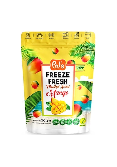 Pol's Freeze Fresh Dondurularak Kurutulmuş Mango 20 Gr 20 G