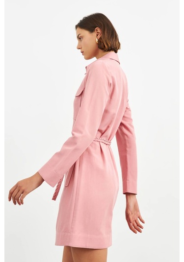 Stella Pulvis Pembe Örgü Kemerli Tunik Elbise Pembe
