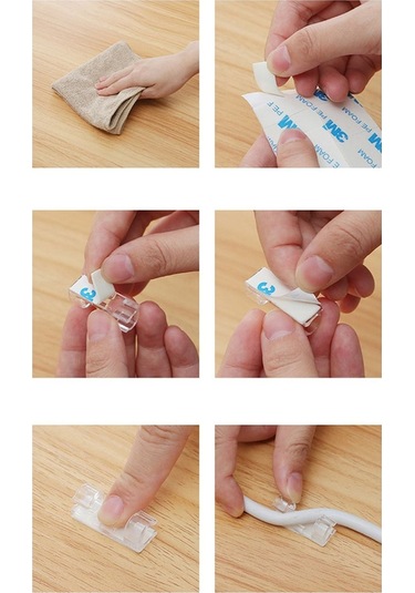 Şeffaf Kablo Sabitleyici Düzenleyici Klips Duvar Fayans Cam Yapışkanlı Kablo Tutucu 20 Adet 20li