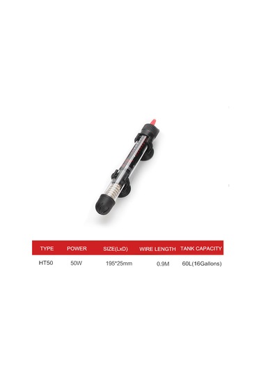 Ruicoo Akvaryum Otomatik Sıcaklık Regülatörü 50w - Sıcaklık Sabitlenir 20-34 C - Tamamen Sucan - Avrupa Şarjı - Su Turuncuğu Güvenliği